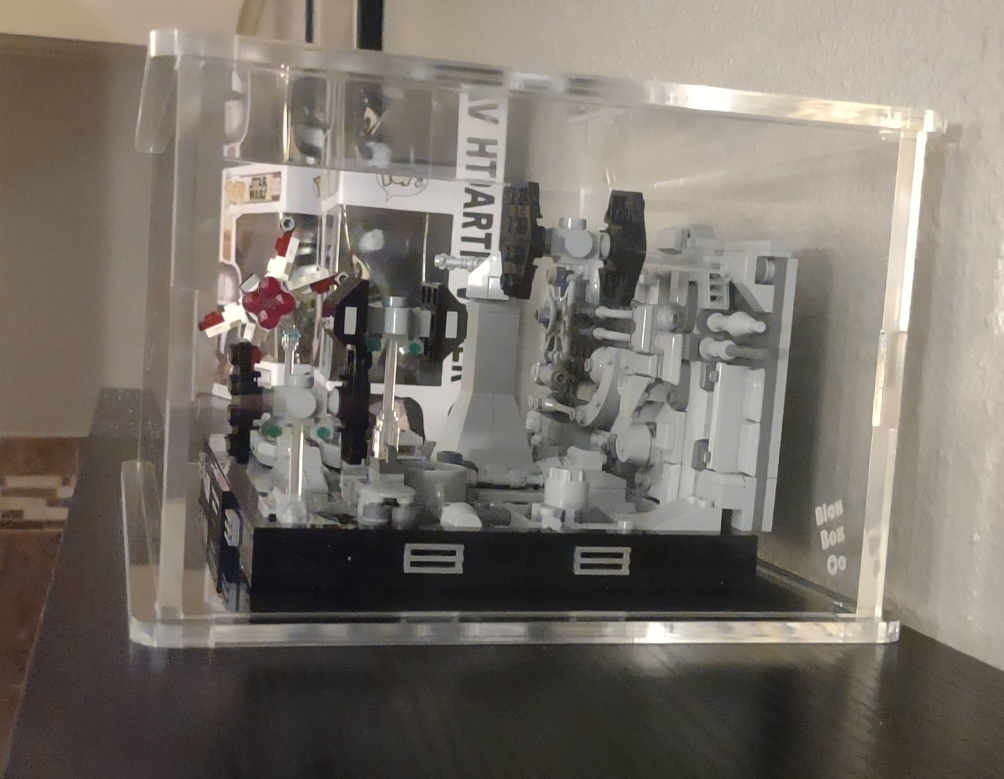 Large diorama LEGO display case side view
