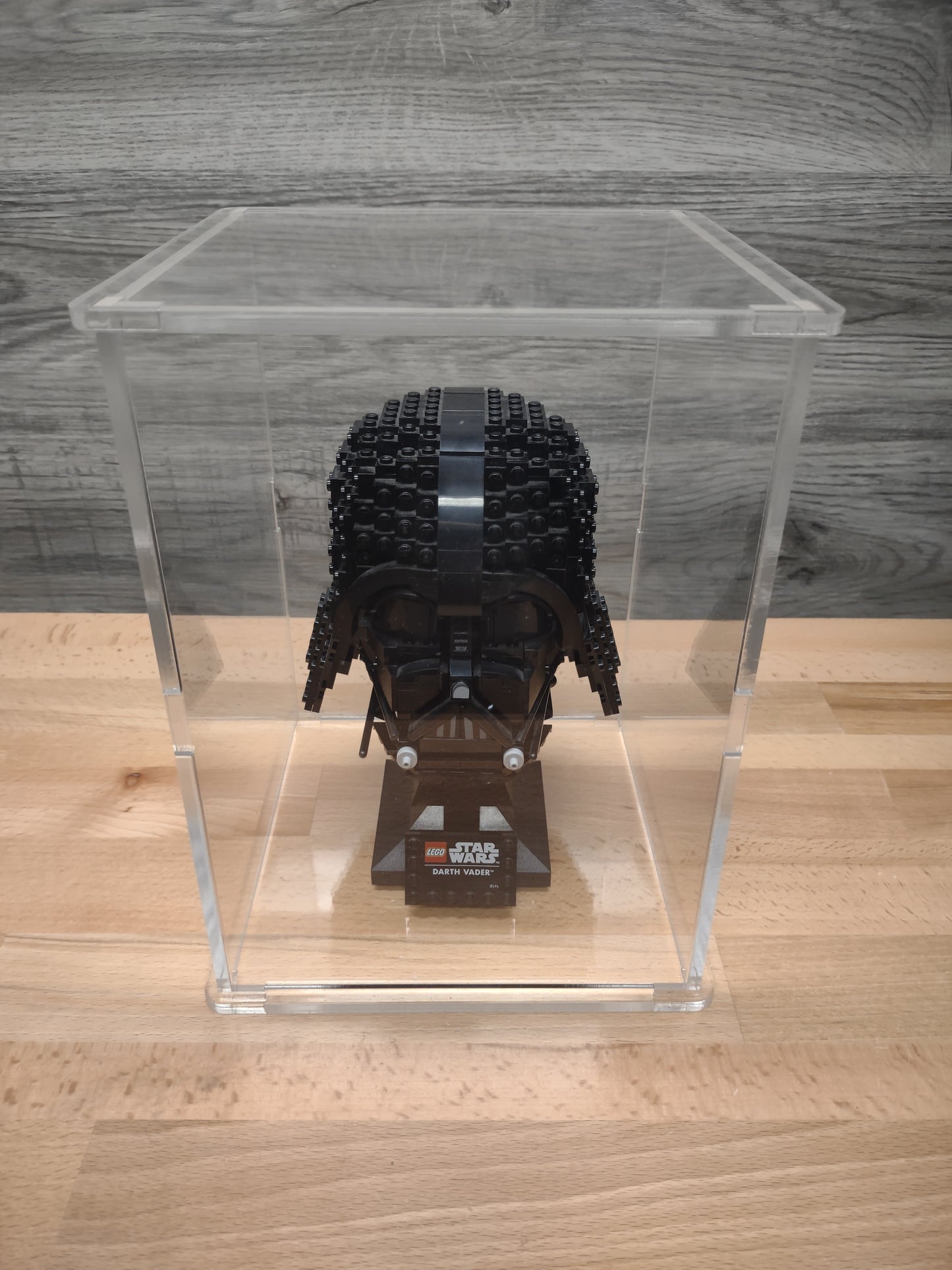 Lego helmet display case top view